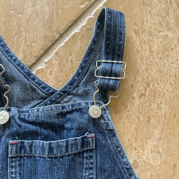 Vintage Girls Genuine Kids Oshkosh Denim Overalls with Embroidered Flowers - Picture 5 of 11
